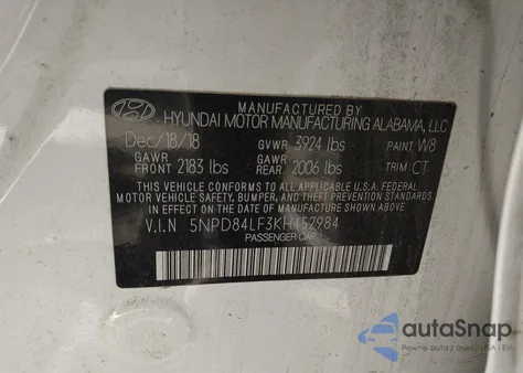 2019 Hyundai Elantra Sel из США, поврежденный, VIN 5NPD84LF3KH452984